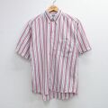 L★古着 ドッカーズ 半袖 シャツ メンズ 90年代 90s ワンポイントロゴ ボタンダウン 赤系他 ストライプ 26apr28