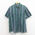 ラングラー 00s 半袖ウエスタンシャツ ストライプ グリーン L | 古着
