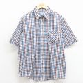 80s 半袖シャツ ネイビーチェック XL | 古着