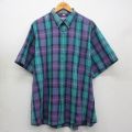 バンヒューセン 90s 半袖シャツ 青緑チェック XL | 古着
