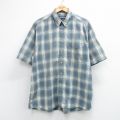 バンヒューセン 90s 半袖シャツ オンブレチェック グリーン XL | 古着