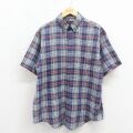 90s 半袖シャツ ネイビーチェック XL | 古着