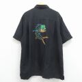 半袖シャツ 魚刺繍 ブラック XL | 古着