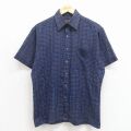 L★古着 シアーズ 半袖 シャツ メンズ 80年代 80s ネイビー チェック 26may27