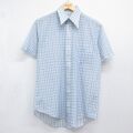 70s 半袖シャツ チェック ライトブルー L | 古着