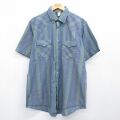 ウエスタン 90s 半袖シャツ ストライプ ネイビー L | 古着
