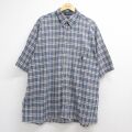 XL★古着 ノーティカ 半袖 ブランド シャツ メンズ 90年代 90s ワンポイントロゴ 大きいサイズ ロング丈 コットン ボタンダウン ネイビー チェック 26jun04