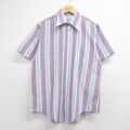 L★古着 Kマート 半袖 シャツ メンズ 70年代 70s ライトブルー ストライプ 26jun04