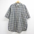 XL★古着 エディーバウアー 半袖 シャツ メンズ 00年代 00s 大きいサイズ ロング丈 コットン ボタンダウン ベージュ チェック 26jun04