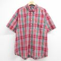 XL★古着 ドッカーズ 半袖 シャツ メンズ 90年代 90s 大きいサイズ コットン ボタンダウン レッド チェック 26jun04