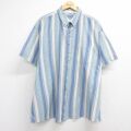 XL★古着 ベーシックエディションズ 半袖 シャツ メンズ 90年代 90s 大きいサイズ ボタンダウン ライトブルー ストライプ【spe】 26jun04