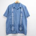 80s 半袖シャツ キューバ ライトブルー XL | 古着