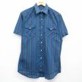 ラングラー 90s 半袖ウエスタンシャツ ストライプ ネイビー メンズM相当 | 古着