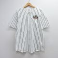 L★古着 半袖 ベースボール シャツ メンズ 90年代 90s Cherry St BREWERY コットン USA製 ホワイト ストライプ 26jun12