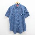 ELY 90s 半袖ウエスタンシャツ ネイビーチェック メンズXL相当 | 古着