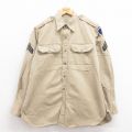 L★古着 長袖 ビンテージ ミリタリー シャツ メンズ 60年代 60s マチ付き ベージュ カーキ 25aug02 中古 トップス