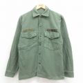 M★古着 長袖 ビンテージ ミリタリー シャツ メンズ 60年代 60s USアーミー コットン USA製 緑 グリーン 25aug02 中古 トップス