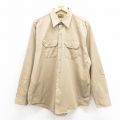 L★古着 DEE CEE 長袖 ビンテージ ワーク シャツ メンズ 70年代 70s ベージュ カーキ 25aug02 中古 トップス