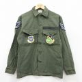 M★古着 長袖 ビンテージ ミリタリー シャツ メンズ 70年代 70s USエアフォース USA製 濃緑 グリーン 25aug19 中古 トップス