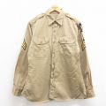 M★古着 長袖 ビンテージ ミリタリー シャツ メンズ 50年代 50s コットン USA製 ベージュ カーキ 25oct22 中古 トップス