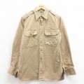 M★古着 長袖 ビンテージ ミリタリー シャツ メンズ 50年代 50s マチ付き ベージュ カーキ 25oct22 中古 トップス