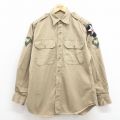 M★古着 長袖 ビンテージ ミリタリー シャツ メンズ 50年代 50s コットン ベージュ カーキ 25oct22 中古 トップス