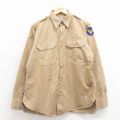 【20%OFF】L★古着 長袖 ビンテージ ミリタリー シャツ メンズ 50年代 50s マチ付き ベージュ 25nov12