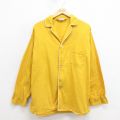 【20%OFF】M★古着 長袖 ビンテージ パジャマ シャツ メンズ 70年代 70s コットン 開襟 オープンカラー 黄 25nov12
