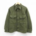 L★古着 長袖 ビンテージ シャツ メンズ 70年代 70s ウール 濃緑 25dec22