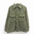 L★古着 長袖 ビンテージ ミリタリー シャツ メンズ 70年代 70s 緑 26jan22