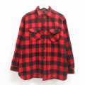 L★古着 長袖 ビンテージ ウール シャツ メンズ 70年代 70s マチ付き 赤 バッファロー チェック 26jan22