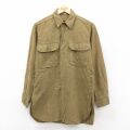 M★古着 長袖 ビンテージ ミリタリー シャツ メンズ 40年代 40s ウール 濃緑 26feb10