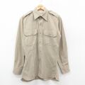 S★古着 長袖 ビンテージ ワーク シャツ メンズ 70年代 70s ベージュ 26feb10