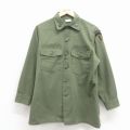 L★古着 長袖 ビンテージ ミリタリー シャツ メンズ 70年代 70s ユーティリティ USA製 緑 26feb18