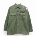 L★古着 長袖 ビンテージ ミリタリー シャツ メンズ 60年代 60s USアーミー コットン USA製 緑【spe】 26feb18