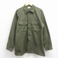 XL★古着 長袖 ビンテージ ミリタリー シャツ メンズ 70年代 70s ユーティリティ USA製 緑 26feb18