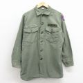 L★古着 長袖 ビンテージ ミリタリー シャツ メンズ 60年代 60s コットン USA製 緑 26feb18