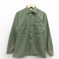 S★古着 長袖 ビンテージ ミリタリー シャツ メンズ 70年代 70s 緑 26feb18