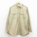 L★古着 長袖 ビンテージ ワーク シャツ メンズ 60年代 60s マチ付き USA製 ベージュ 26feb18
