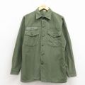 L★古着 長袖 ビンテージ ミリタリー シャツ メンズ 70年代 70s 濃緑【spe】 26mar30