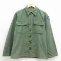 M★古着 長袖 ビンテージ ミリタリー シャツ メンズ 70年代 70s 濃緑 26mar30