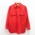 L★古着 長袖 ビンテージ ウール シャツ メンズ 50年代 50s マチ付き 赤 26apr13