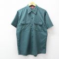 L★古着 ディッキーズ 半袖 ビンテージ ワーク シャツ メンズ 70年代 70s USA製 緑系【spe】 26apr09