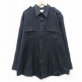 XL★古着 長袖 ワーク シャツ メンズ ヒジ当て 大きいサイズ ロング丈 黒 ブラック 24sep11 中古 トップス