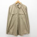 XL★古着 ディッキーズ Dickies 長袖 ワーク シャツ メンズ 90年代 90s 大きいサイズ ロング丈 USA製 ベージュ カーキ 【spe】 24dec03 中古 トップス
