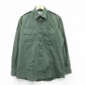 長袖ワークシャツ リップストップ グリーン XL | 古着