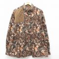 XL★古着 長袖 ハンティング シャツ メンズ シカ ヒジ当て 大きいサイズ コットン ボタンダウン 茶他 ブラウン 25may08 中古 トップス