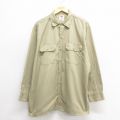 XL★古着 ディッキーズ Dickies 長袖 ワーク シャツ メンズ ベージュ カーキ 25may26 中古 トップス