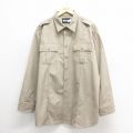 XL★古着 Blauer 長袖 ワーク シャツ メンズ 大きいサイズ ロング丈 濃ベージュ カーキ 25may26 中古 トップス
