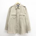XL★古着 Blauer 長袖 ワーク シャツ メンズ 大きいサイズ ロング丈 ベージュ カーキ 25may26 中古 トップス